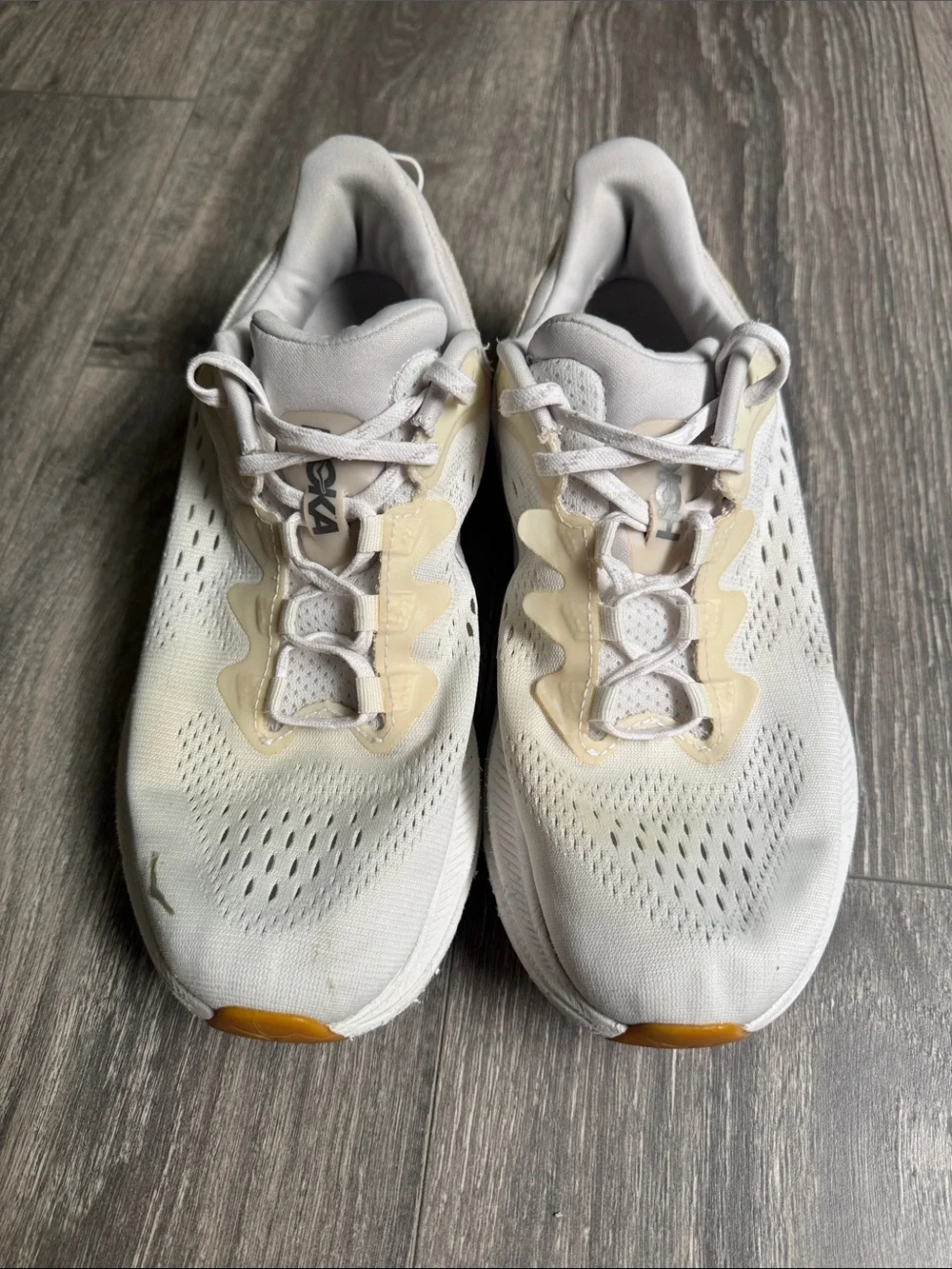 Hoka kawana Women's White and Cream Athletic Running Shoes